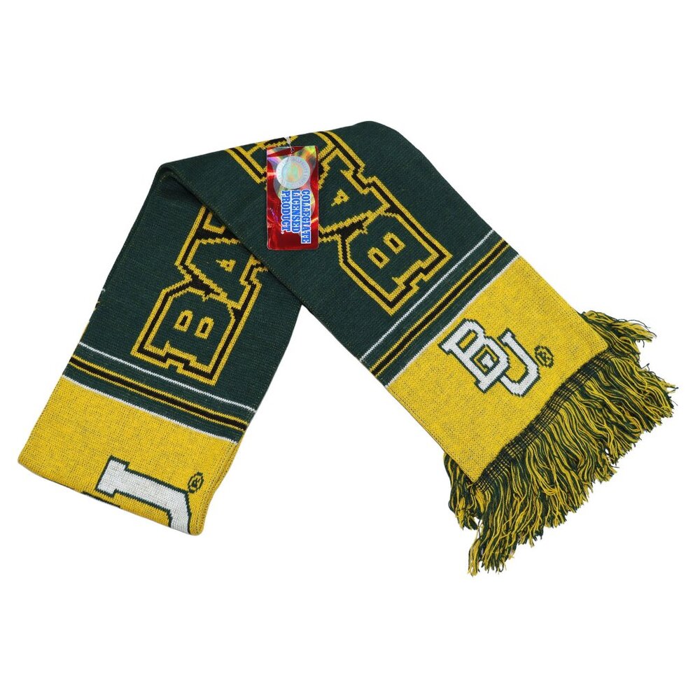 Baylor Bears NCAA College Logo & Team Colors Knit Fringe Scarf 62"x7"